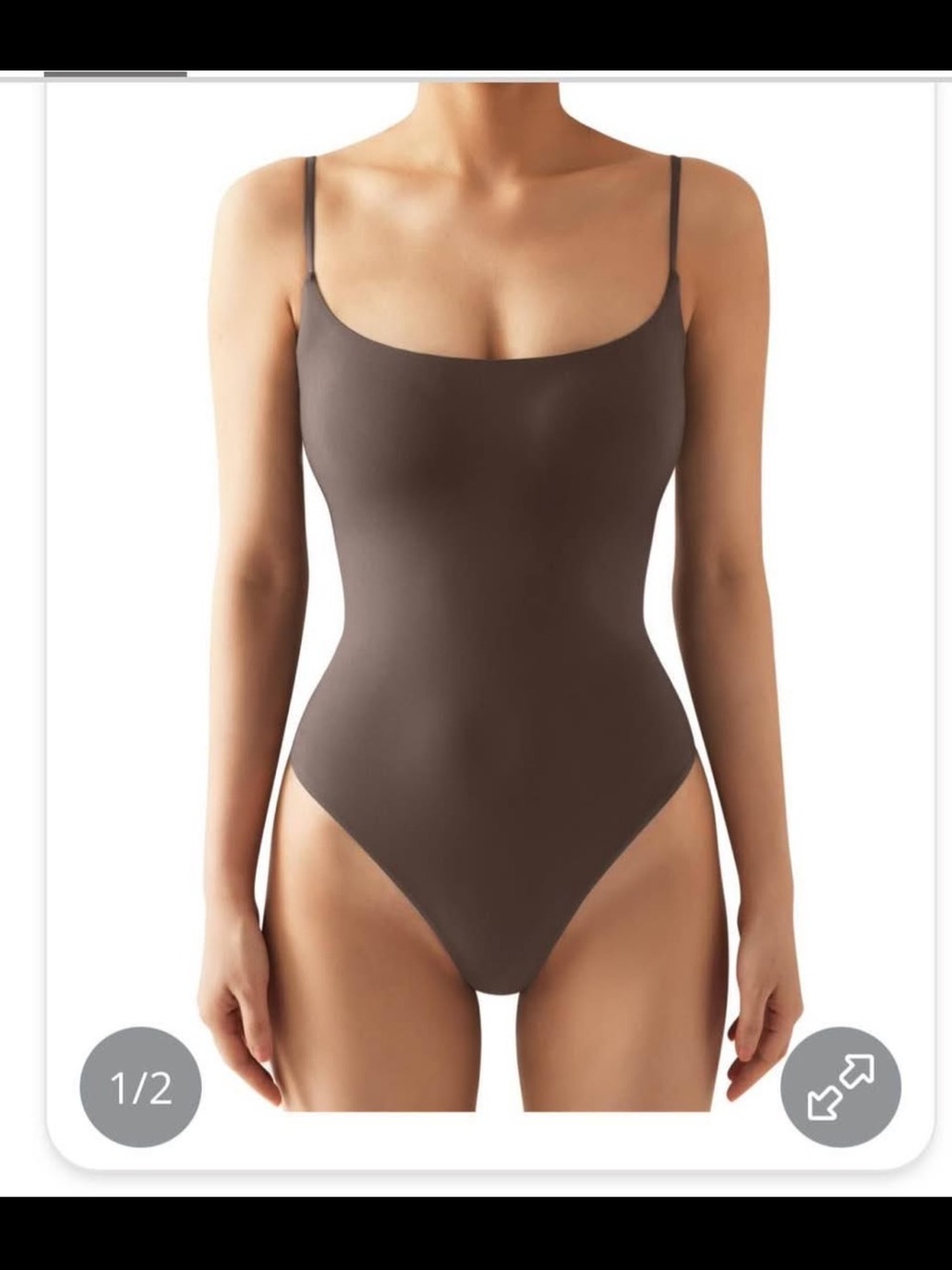 Brown Slim Fit Scoop Neck Bodysuit